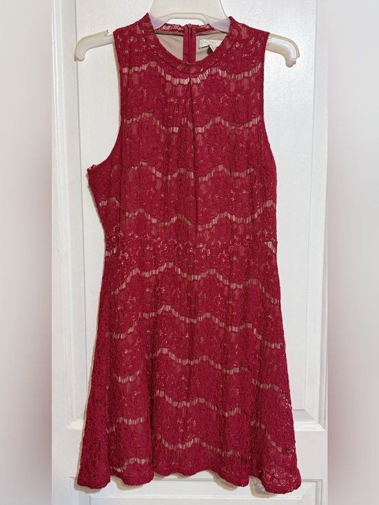 love, Fire Dresses & Skirts - Burgundy  Lace Fit & Flare Dress Sleeveless Cocktail Wedding Guest Women’s large